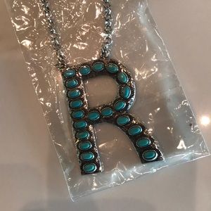 “R” Turquoise Necklace and Earrings
